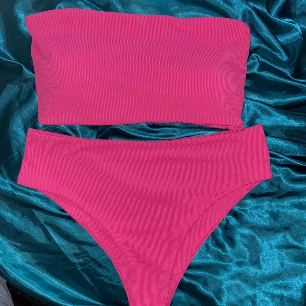 SHEIN Pink Bandeau Bikini Set
